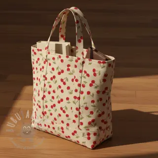 Dekorationstyg Linenlook premium Cherry Happy Joy