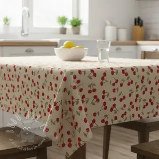 Dekorationstyg Linenlook premium Cherry Happy Joy