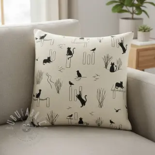 Dekorationstyg Linenlook premium Cat Sea Life