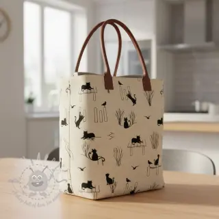 Dekorationstyg Linenlook premium Cat Sea Life