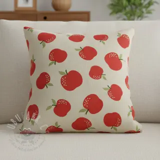 Dekorationstyg Linenlook premium Apple Happy Joy
