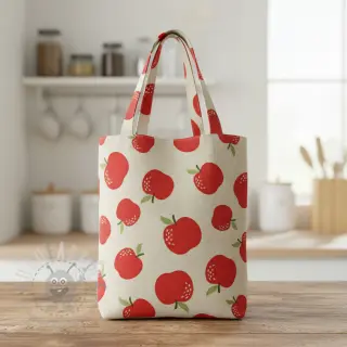 Dekorationstyg Linenlook premium Apple Happy Joy