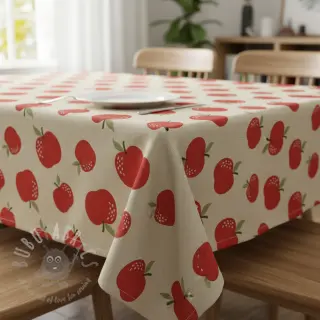 Dekorationstyg Linenlook premium Apple Happy Joy