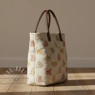 Dekorationstyg Linenlook premium Cute Wild Cat
