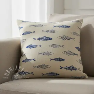 Dekorationstyg Linenlook premium Fish Swimming School