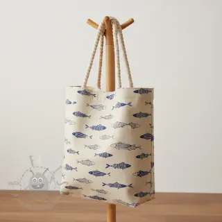 Dekorationstyg Linenlook premium Fish Swimming School