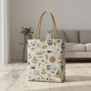 Dekorationstyg Linenlook premium Nautical Doodle