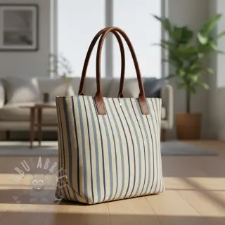 Dekorationstyg Linenlook premium Wavy Art Stripe