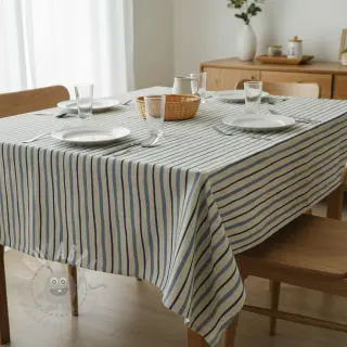 Dekorationstyg Linenlook premium Wavy Art Stripe