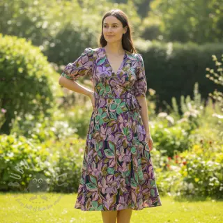 Bomullstyg VISCOSE Flowers cobalt