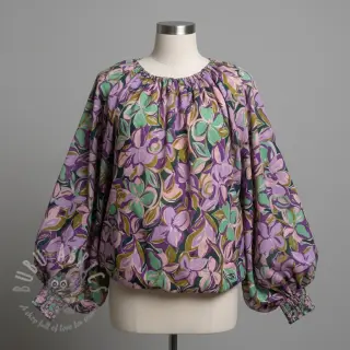 Bomullstyg VISCOSE Flowers cobalt