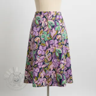 Bomullstyg VISCOSE Flowers cobalt