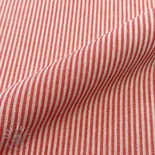 Dekorationstyg DOBBY Colored stripe poppy red