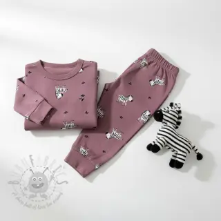 Bomullstyg FLANNEL Zebras mauve
