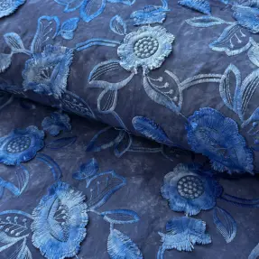 Bavlnená látka TIE DYE EMBROIDERY Flora design B