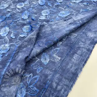 Bomullstyg TIE DYE EMBROIDERY Flora design B
