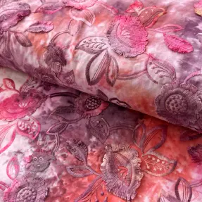 Bomullstyg TIE DYE EMBROIDERY Flora design D