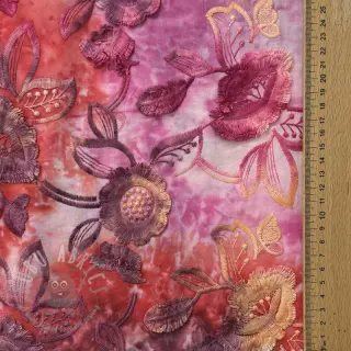 Bomullstyg TIE DYE EMBROIDERY Flora design D