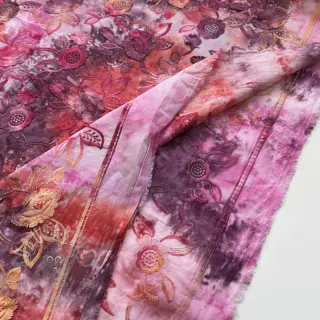 Bomullstyg TIE DYE EMBROIDERY Flora design D