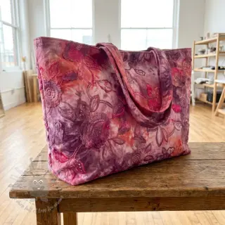 Bomullstyg TIE DYE EMBROIDERY Flora design D