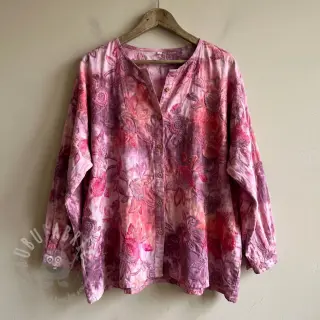 Bomullstyg TIE DYE EMBROIDERY Flora design D