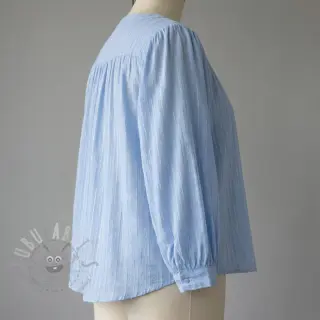 Bomullstyg VOILE LUREX Stripes light blue