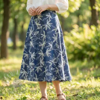 Bomullstyg JEANS Embroidery Flowers white