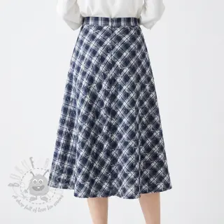 Bomullstyg YARN DYED BRUSHED Check EMBROIDERY navy