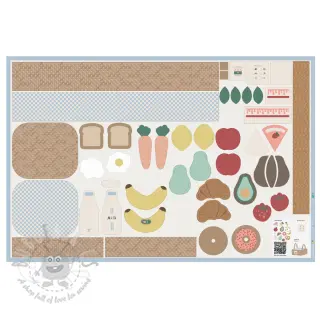Bomullstyg Farmers market PANEL digital print