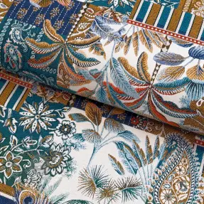 Dekorationstyg jacquard Basmati allover bleu