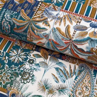 Dekorationstyg jacquard Basmati allover bleu