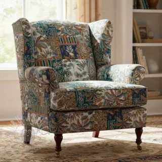 Dekorationstyg jacquard Basmati allover bleu