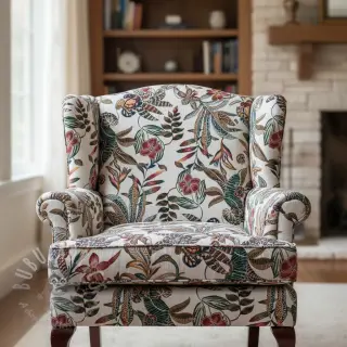 Dekorationstyg jacquard Neroli allover blanc