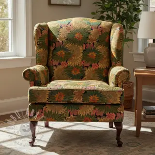 Dekorationstyg jacquard Matcha allover kaki