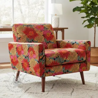 Dekorationstyg jacquard Matcha allover rouge