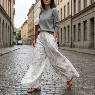 Bomullstyg EMBROIDERY Loom En Light off white