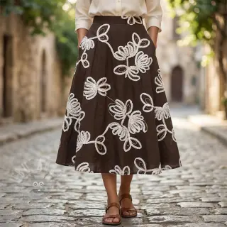 Bomullstyg EMBROIDERY Loom En Light brown