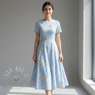 Bomullstyg EMBROIDERY Loom En Light baby blue