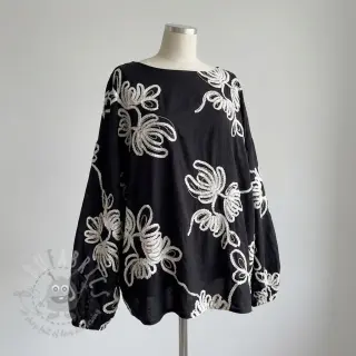 Bomullstyg EMBROIDERY Loom En Light black