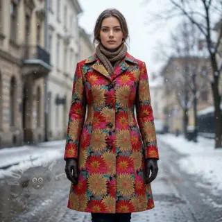 Dekorationstyg jacquard Matcha allover rouge