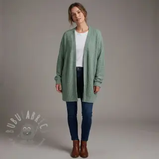 Stickat tyg Angora honey ocean green