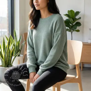 Stickat tyg Angora honey ocean green