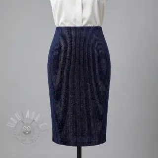 Sammet VELVET LUREX Stripe marine