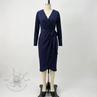 Sammet VELVET LUREX Stripe marine