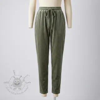 Sammet VELVET LUREX Stripe camo green