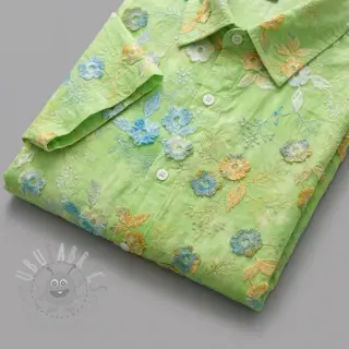 Bomullstyg TIE DYE EMBROIDERY Poppy design V
