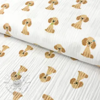Dubbelgasväv/muslin Dogs white digital print