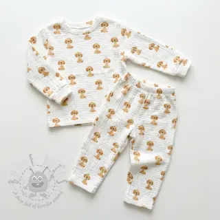 Dubbelgasväv/muslin Dogs white digital print