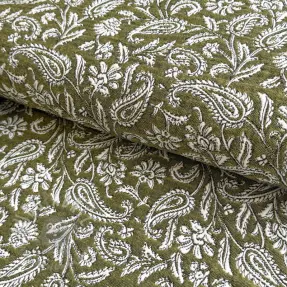 Dekorationstyg jacquard Mumbai allover kaki