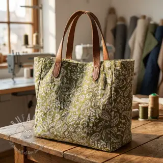 Dekorationstyg jacquard Mumbai allover kaki
